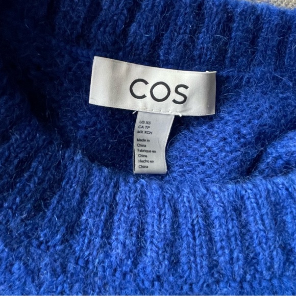 COS Cobalt Mohair Wool Cropped Sweater Vest Minimalist XS Jewel-Toned Resortwear - Picture 4 of 6